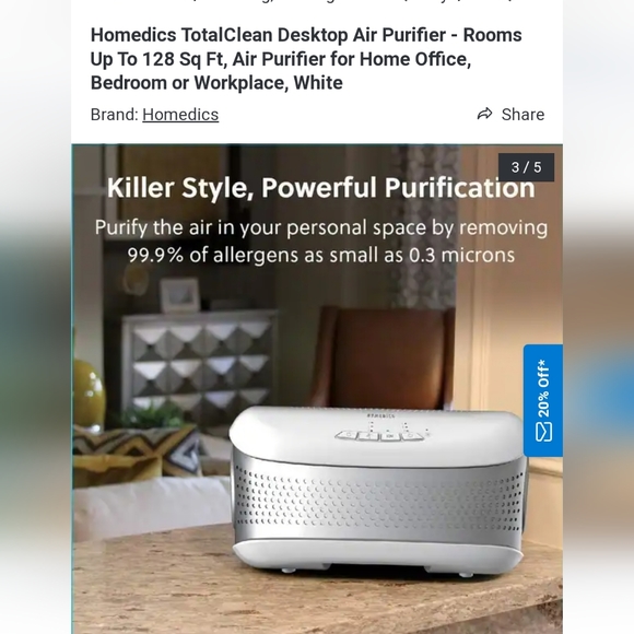 Homedics air purifier white - Picture 2 of 10